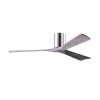 Ventilateur Plafond Irene-3H 152cm Chromé Poli Bois vieilli ATLAS FAN IR3H-CR-BW-60