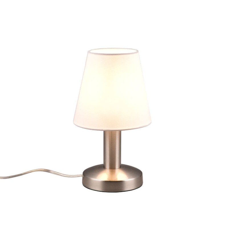 Lampe de table MATS II 1x40W E14 Nickel mat abat-jour blanc TRI_599700101 599700101 Lampe de table MATS II 1x40W E14 Nickel mat abat-jour blanc 599700101