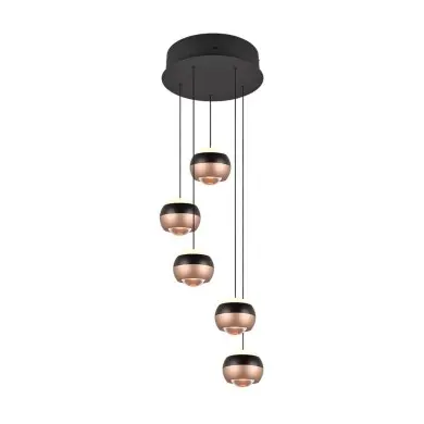 Suspension Cascade ORBIT 5x8W LED Noir mat TRIO LIGHTING 344430532