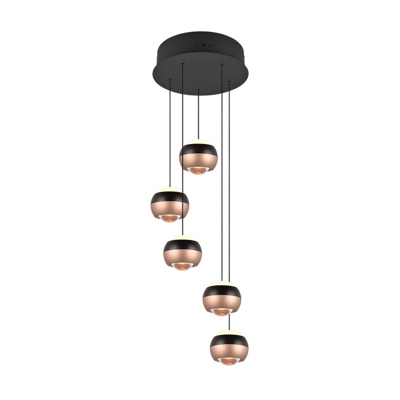 Suspension Cascade ORBIT 5x8W LED Noir mat TRIO LIGHTING 344430532