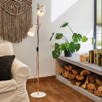 Lampadaire Neordic Haldar 2x20W MAX E14 Blanc, Cuivre Dépoli Paulmann 79660