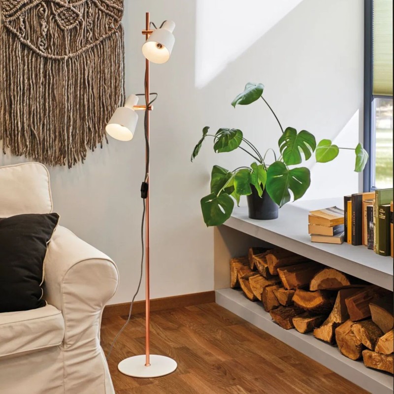 Lampadaire Neordic Haldar 2x20W MAX E14 Blanc, Cuivre Dépoli PAU_79660 79660 Lampadaire Neordic Haldar 2x20W MAX E14 Blanc, Cuivre Dépoli Paulmann 79660