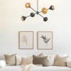 Suspension Daphne Noir et rotin 6x40W ELSTEAD LIGHTING ALM-DAPHNE6-MB