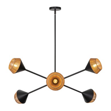 Suspension Daphne Noir et rotin 6x40W ELSTEAD LIGHTING ALM-DAPHNE6-MB