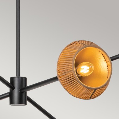 Suspension Daphne Noir et rotin 6x40W ELSTEAD LIGHTING ALM-DAPHNE6-MB