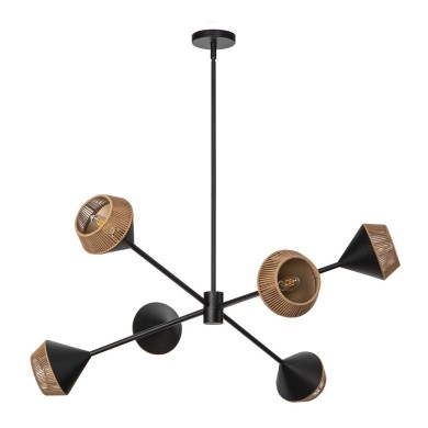 Suspension Daphne Noir et rotin 6x40W ELSTEAD LIGHTING ALM-DAPHNE6-MB