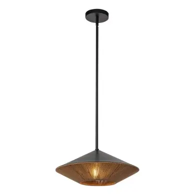 Suspension Daphne Noir et rotin 60W ELSTEAD LIGHTING ALM-DAPHNE-P-L-MB