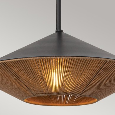 Suspension Daphne Noir et rotin 60W ELSTEAD LIGHTING ALM-DAPHNE-P-L-MB