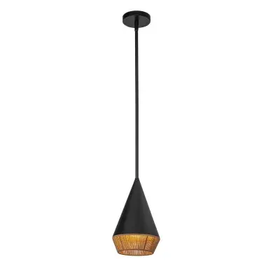 Suspension Daphne Noir et rotin 60W petite ELSTEAD LIGHTING ALM-DAPHNE-P-S-MB