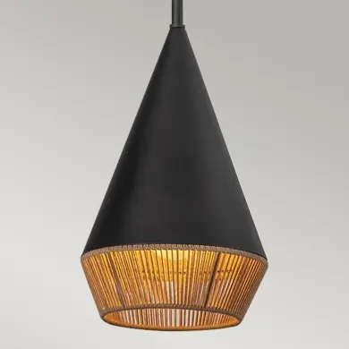 Suspension Daphne Noir et rotin 60W petite ELSTEAD LIGHTING ALM-DAPHNE-P-S-MB