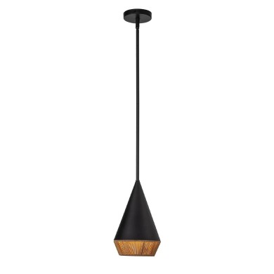 Suspension Daphne Noir et rotin 60W petite ELSTEAD LIGHTING ALM-DAPHNE-P-S-MB
