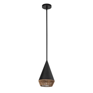 Suspension Daphne Noir et rotin 60W petite ELSTEAD LIGHTING ALM-DAPHNE-P-S-MB