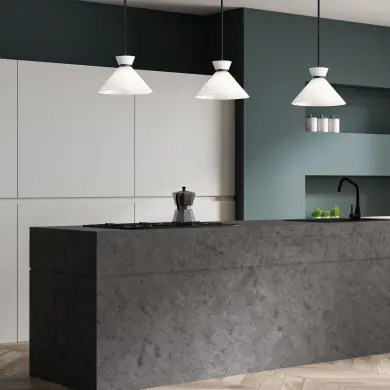 Suspension Halston Noir et opale 60W ELSTEAD LIGHTING ALM-HALSTON-P-M-BK