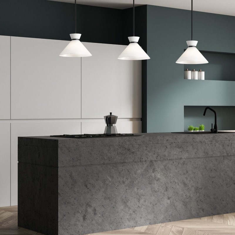 Suspension Halston Noir et opale 60W ELSTEAD LIGHTING ALM-HALSTON-P-M-BK