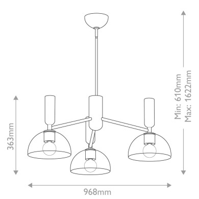 Suspension Jude Doré et transparent 3x60W ELSTEAD LIGHTING ALM-JUDE3-GD-CL