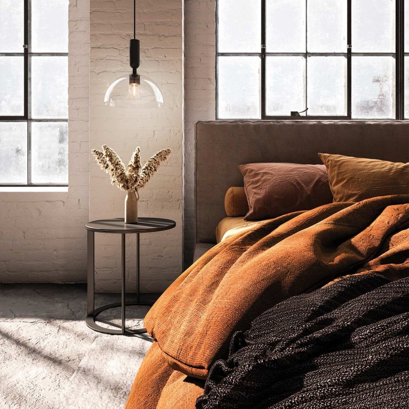 Suspension Jude Noir et transparent 60W ELSTEAD LIGHTING ALM-JUDE-P-MB-CL