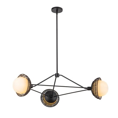 Suspension Perth Noir et opale 3x40W ELSTEAD LIGHTING ALM-PERTH3-BK