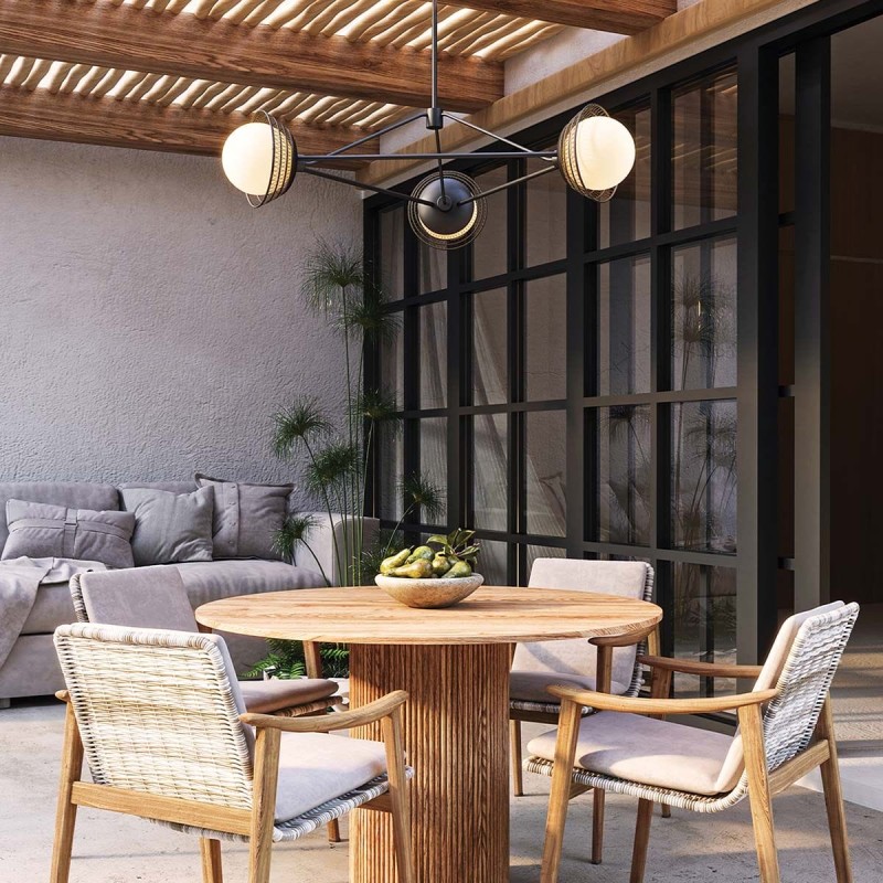 Suspension Perth Noir et opale 3x40W ELS_ALM-PERTH3-BK ALM-PERTH3-BK Suspension Perth Noir et opale 3x40W ELSTEAD LIGHTING ALM-PERTH3-BK
