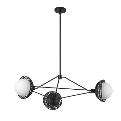 Suspension Perth Noir et opale 3x40W ELSTEAD LIGHTING ALM-PERTH3-BK