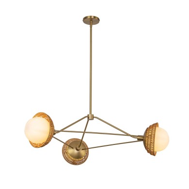 Suspension Perth Doré et opale 3x40W ELSTEAD LIGHTING ALM-PERTH3-GD