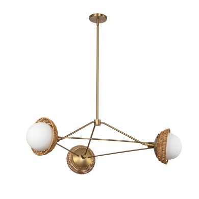 Suspension Perth Doré et opale 3x40W ELSTEAD LIGHTING ALM-PERTH3-GD