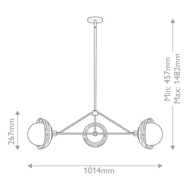 Suspension Perth Doré et opale 3x40W ELSTEAD LIGHTING ALM-PERTH3-GD