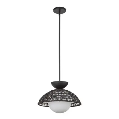 Suspension Perth Noir et opale 60W ELSTEAD LIGHTING ALM-PERTH-P-BK