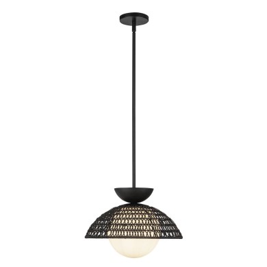 Suspension Perth Noir et opale 60W ELSTEAD LIGHTING ALM-PERTH-P-BK
