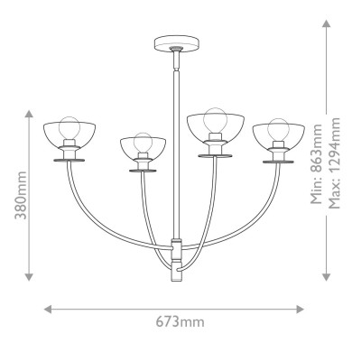 Lustre Sylvia Doré et transparent 4x40W ELSTEAD LIGHTING ALM-SYLVIA4-BG-CL