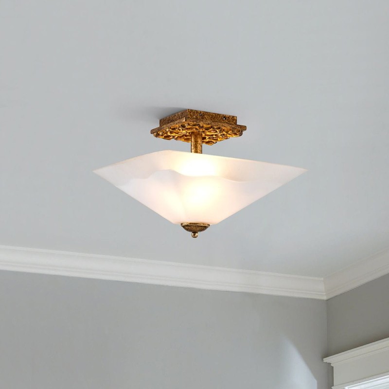 Plafonnier Star Doré et opale 2x40W ELSTEAD LIGHTING STAR-F-S-DG