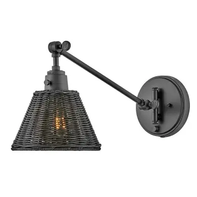 Applique Arti Noir et rotin 60W ELSTEAD LIGHTING HK-ARTI-1W-BK-BR