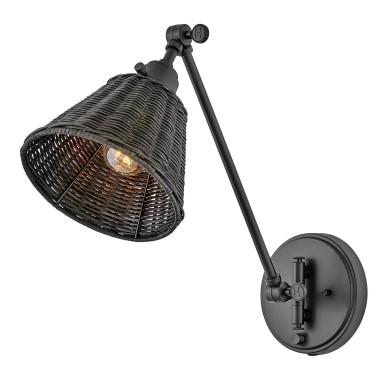Applique Arti Noir et rotin 60W ELSTEAD LIGHTING HK-ARTI-1W-BK-BR