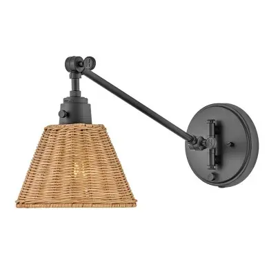 Applique Arti Noir et rotin 60W ELS_HK-ARTI-1W-BK-NR HK-ARTI-1W-BK-NR Applique Arti Noir et rotin 60W ELSTEAD LIGHTING HK-ARTI-1W-BK-NR