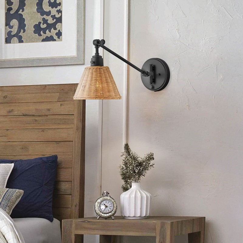Applique Arti Noir et rotin 60W ELS_HK-ARTI-1W-BK-NR HK-ARTI-1W-BK-NR Applique Arti Noir et rotin 60W ELSTEAD LIGHTING HK-ARTI-1W-BK-NR