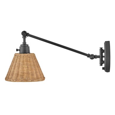 Applique Arti Noir et rotin 60W ELSTEAD LIGHTING HK-ARTI-1W-BK-NR