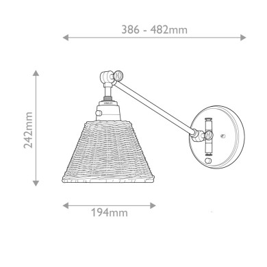 Applique Arti Noir et rotin 60W ELSTEAD LIGHTING HK-ARTI-1W-BK-NR