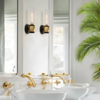 Applique Ellison Noir, laiton et transparent 40W ELSTEAD LIGHTING HK-ELLISON1-BK-HB