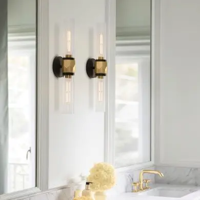 Applique Ellison Noir, laiton et transparent 2x40W ELSTEAD LIGHTING HK-ELLISON2-BK-HB