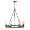 Lustre Sawyer Bois et transparent 6x40W ELSTEAD LIGHTING HK-SAWYER6-SQ