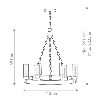 Lustre Sawyer Bois et transparent 6x40W ELSTEAD LIGHTING HK-SAWYER6-SQ