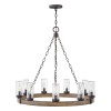 Lustre Sawyer Bois et transparent 9x40W ELSTEAD LIGHTING HK-SAWYER9-SQ