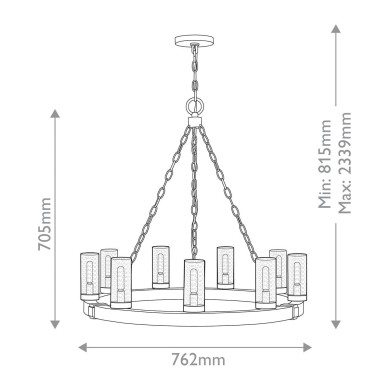 Lustre Sawyer Bois et transparent 9x40W ELSTEAD LIGHTING HK-SAWYER9-SQ