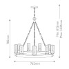 Lustre Sawyer Bois et transparent 9x40W ELSTEAD LIGHTING HK-SAWYER9-SQ