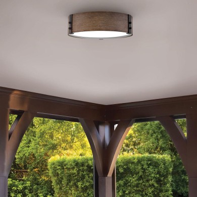 Plafonnier Sawyer Bois 3x40W ELSTEAD LIGHTING HK-SAWYER-F-M-SQ
