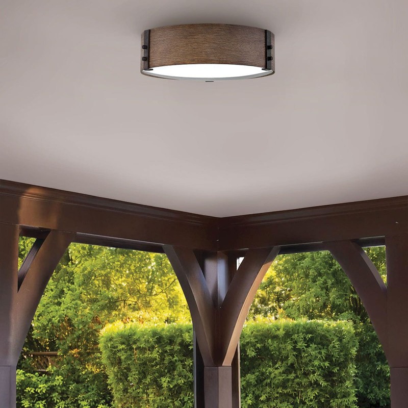 Plafonnier Sawyer Bois 3x40W ELSTEAD LIGHTING HK-SAWYER-F-M-SQ