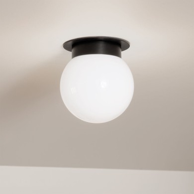 Plafonnier Albers Noir et opale 40W rond ELSTEAD LIGHTING KL-ALBERS-F-G-BK