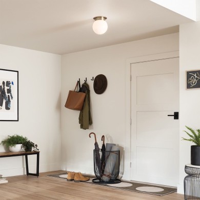 Plafonnier Albers Bronze et opale 40W rond ELSTEAD LIGHTING KL-ALBERS-F-G-CPZ