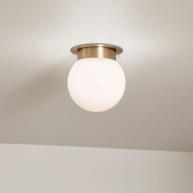 Plafonnier Albers Bronze et opale 40W rond ELSTEAD LIGHTING KL-ALBERS-F-G-CPZ