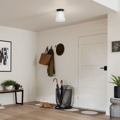 Plafonnier Albers Noir et opale 40W ELSTEAD LIGHTING KL-ALBERS-F-T-BK