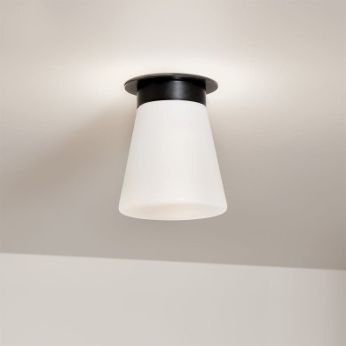 Plafonnier Albers Noir et opale 40W ELSTEAD LIGHTING KL-ALBERS-F-T-BK